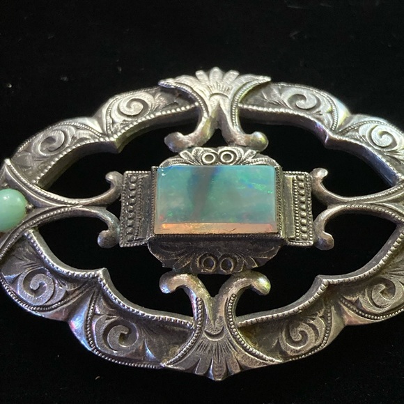 Antique silver and boulder opal pendant - Picture 2 of 14